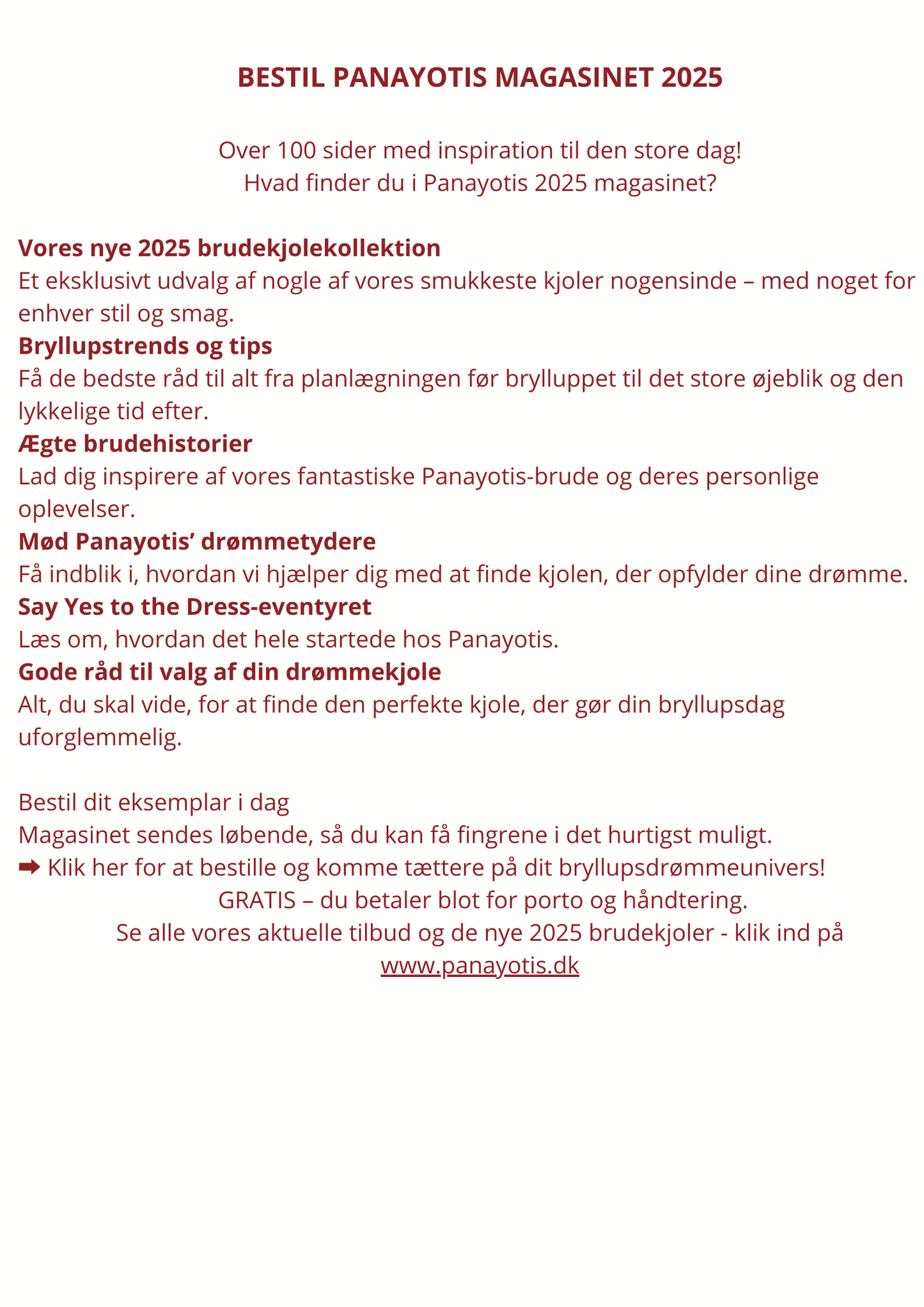 Gratis Brudekjolemagasin 2025 (Forudbestilling)